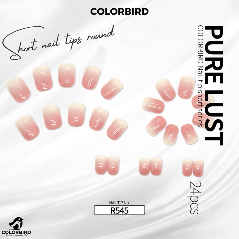 COLORBIRD Short Nail Tips, 24 Pieces, Pink, Nail, Press-On Nails,