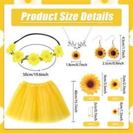 TZQFROCE Sunflower Costume Women's Tulle Skirt Yellow Sunflowers Tulle Skirt Women's Tutu Women's Yellow Women's Sunflower Costume for Carnival Fancy Dress Theme Party