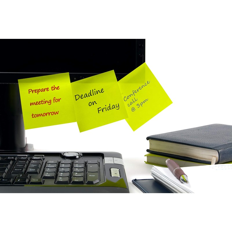 Sticky Notes - 12 Pads Bright Assorted Coloured Removable 76x76mm