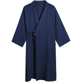 Pajamas, Men's, Men's, Bathrobe, Sleepwear, Japanese Style, Yukata, 100% Cotton, Room Wear, Nightgown, Front Opening, Double Gauze, Comfortable, Sweat Absorbent, Moisture Wicking, Loose Fit,