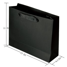 BoxeRock Black Gift Bags - 18 Pcs, Thick Cardboard Party & Wedding Gift Bags