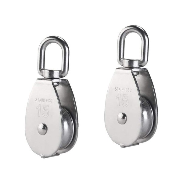 CAIYUDPTTS Pulley, Small Pulley, M15, Rope Pulley, Swivel, Stainless Steel