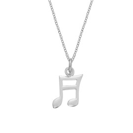 Silverly Women's .925 Sterling Silver Small Music Note Semiquaver Pendant Necklace, 18"