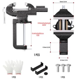 QCDENG Dual-Purpose Combined Table Vise, Heavy Duty Workbench Vise, Multi-functional Combined Bench Vise, 360° Swivel Base 3.3"Jaw for Woodworking Table Tops Cutting