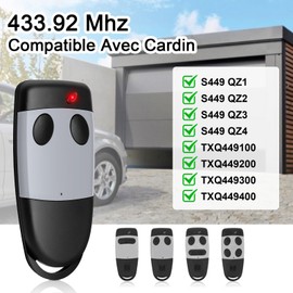 2 x Cardin S449 433.92MHz 2 Channel Replacement Remote Control Compatible with Cardin TXQ449100 TXQ449200