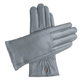 Downholme Touchscreen Leather Cashmere Lined Gloves for Women (Gray, L)