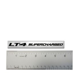 LT4 Supercharged Black on Silver Highly Polished Real Aluminum Emblem