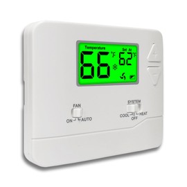 Non-Programmable Thermostats for Home Conventional Single-Stage Systems, up to 1 Heat/ 1 Cool Green Backlight