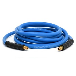 BLUBIRD BB3825 3/8" x 25' Rubber Air Hose, 100% Rubber, Lightest, Strongest, Most Flexible, 300 PSI, 50F to 190F Degrees, Ozone Resistant, High Strength Polyester Braided