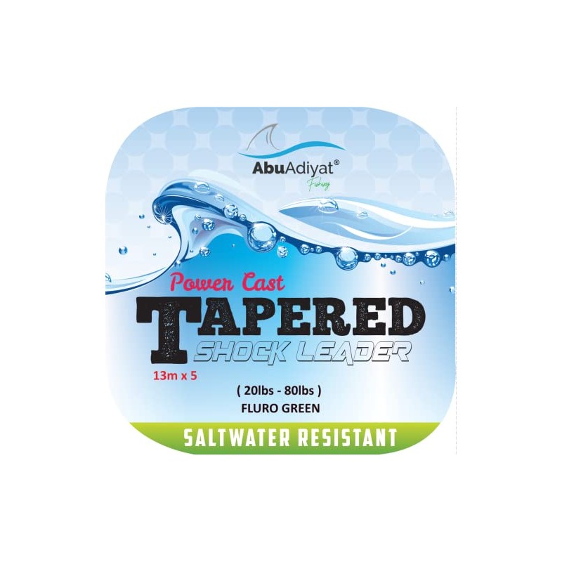 POWER CAST TAPERED SHOCK LEADER (Fluro Green, 20-80lbs)