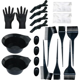 20 Piezas Kit Herramientas de Tinte para Coloración Cabello, con Cepillo de Tinte para Cabello, Tazón de Teñir, Pinzas para Cabello, Guante y Oído Cubre, para Salón Bricolaje, Kit de Pelo Tinte