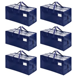 VENO 6 Pack Moving Bags Heavy-Duty Extra Large W/Backpack Straps, Moving House Essentials, Strong Handles & Zips, Clothes Storage, Packing, Laundry Bags, Reusable and Sustainable (Blue, 6 Pack)
