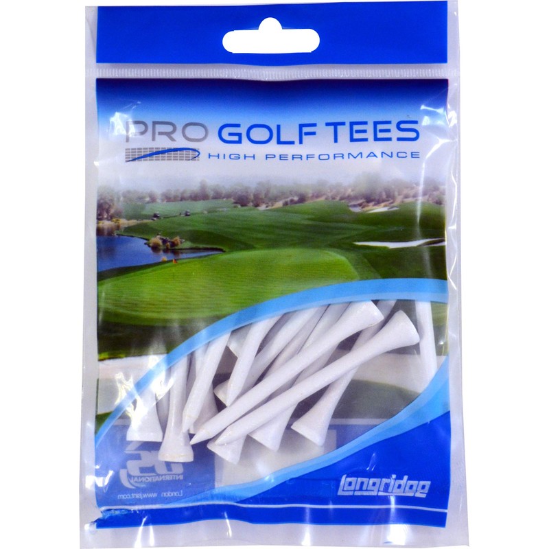 LONGRIDGE Golf Tee 69 mm Wooden White (Pack of 20)