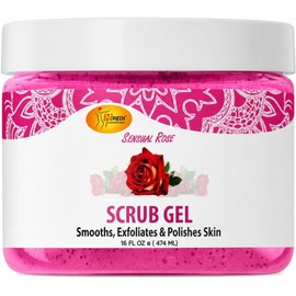 SPA REDI – Exfoliating Scrub Pumice Gel, Sensual Rose, 16 oz - Manicure, Pedicure and Body Exfoliator Infused with Hyaluronic Acid, Amino Acids, Panthenol and Comfrey Extract