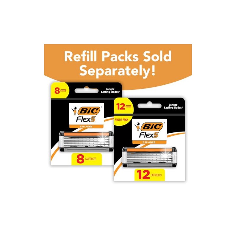 BIC Flex 5 Refillable Men's 5 Blade Razors, Holiday Grooming