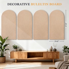 QUEENLINK Large Felt Bulletin Board with Self-Adhesive Tape, 96"x48", Cork Board Alternative for Wall, 4-Pack Pin Board Picture Board for Home Office Studio Decor, Includes 40 Pushpins