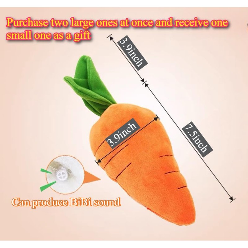 Giant 29.5'' Anxiety Relief Carrot Plush for Dogs - Squeaker