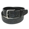 CTM® Embossed Leather Money Belt with Removable Buckle, 44, Black
