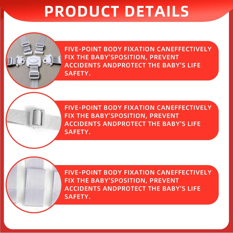 Universal High Chair Straps – Adjustable 5-Point Safety Harness for