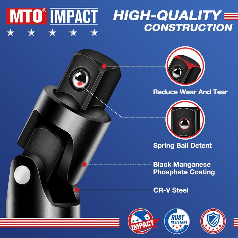 MTO Universal Joint Set 3PCS, 3/8" 1/2" 1/4" Drive Swivel