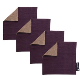 Fabrizm 1083_pur-pur2 Coasters, Set of 4, 3.9 x 3.9 inches (10 x 10 cm), Reversible, Purple Edo x Sepia