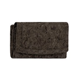 Hudson & James Ladies Designer Cork Vegan RFID Blocking Shield Compact Card Holder Wallet Purse Multi Credit Card Women Clutch Wallet with Zip Pocket (Dark Brown)