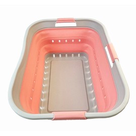 SAMMART 42L (11 gallon) Collapsible Plastic Laundry Basket - Foldable Pop Up Storage Container/Organizer - Space Saving Hamper/Basket (1, Grey/Quartz Pink)
