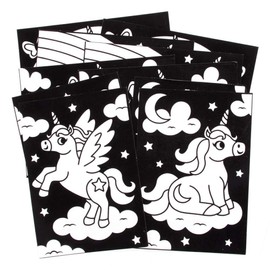 Baker Ross FE258 Unicorn Colour-in Pictures - Pack of 10, Make Your Own Picture Crafts, Craft Set for Children to Decorate, Creative Activities for Kids,Black