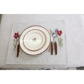 Place Mats Washable Set of 6 35 x 45 cm Fabric 100% Jacquard Tapestry Coasters Plates High Quality Reusable for Weddings, Birthdays, Kitchens, Cafe - Rye