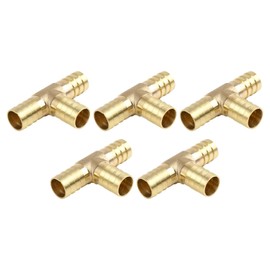 M METERXITY Pack of 5 Brass Hose Fittings - 16 mm Diameter Brass Spike Hose Fitting Connection Apply Water Fuel (T-Shaped 3 Way)