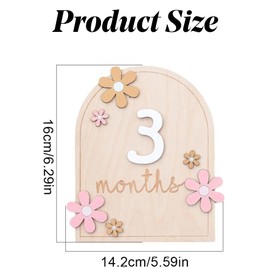 1 Pcs Baby Monthly Milestone Cards with Glue Points Flower-Styled Baby Monthly Milestone Markers Wooden Baby Milestone Discs Photo Props for Infants 0-12 Months Baby Shower Growth Recording