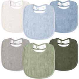 Susurration Muslin Baby Bibs 6 Pack Bandana Drool Bibs,Soft Square Adjustable Baby Drooling Bibs for Unisex Girls & Boys(Dark&Light)