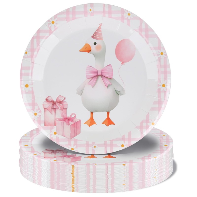 40 Pcs Pink Goose Birthday Party Plates and Napkins Set,Funny