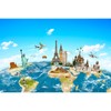7x5ft Worldwide Continent Backdrop Globe Travel Map Background Famous Landmark Scenery Photography Background Around The World Adult Infant Baby Portrait Photo Studio Wallpaper Props