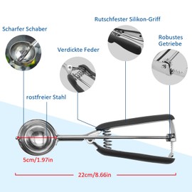 SPEENSUN Eisportionierer aus 304 Edelstahl mit Auslöser (23x5cm),eislöffel portionierer Poliert,Robust&Leicht für Eiscreme, Melonenkugeln,Kartoffelpüree,Teig,Kuchen,Spülmaschinenfest(schwarz)