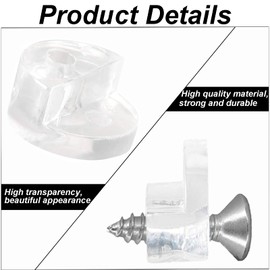 Gudalea Pack of 100 Round Glass Holder Clips, Plastic Glass Panel Retaining Clips, Adjustable Glass Clamp with 100 Screws for 4-9 mm Thick Glass, 13 mm Diameter