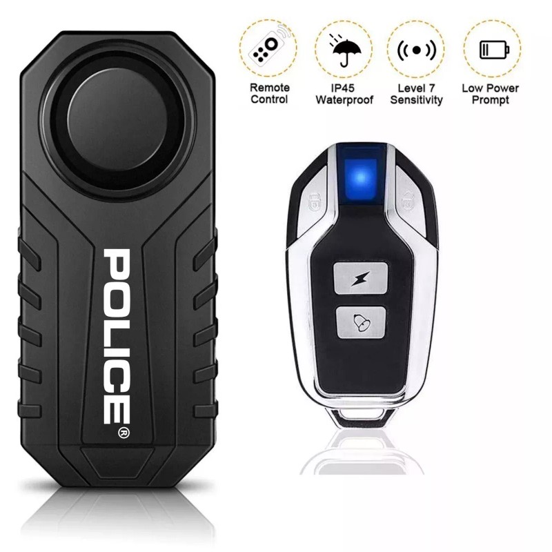 POLICE Bike Alarm with Remote Motorcycle Scooter Anti Theft Security