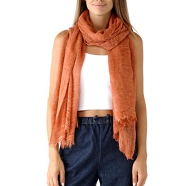 MIMOSITO Scarfs for Women Fashion Lightweight Solid Colors Wrap Shawl for Fall Winter (Natura, Rust)