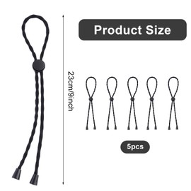 Adjustable Hair Ties, 5 PCS Elastic Curly Hair Ties Drawstring Ponytail Dreadlock Accessories Hairs Accessories for Afro Puff Black Women Girls Curly Stretching Natural Hairs (Black)