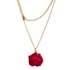 Handmade Real Dried Pressed Rose Flower Resin Necklace, Gold