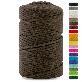 Netuno 1x Macrame Yarn, Dark Brown, 5 mm 100 m Cotton Cord with Cotton Core, Textile Yarn, Cord Bundle, Natural Cotton Yarn for Macramé, Bag Yarn, Decorative Cord, Weaving Yarn