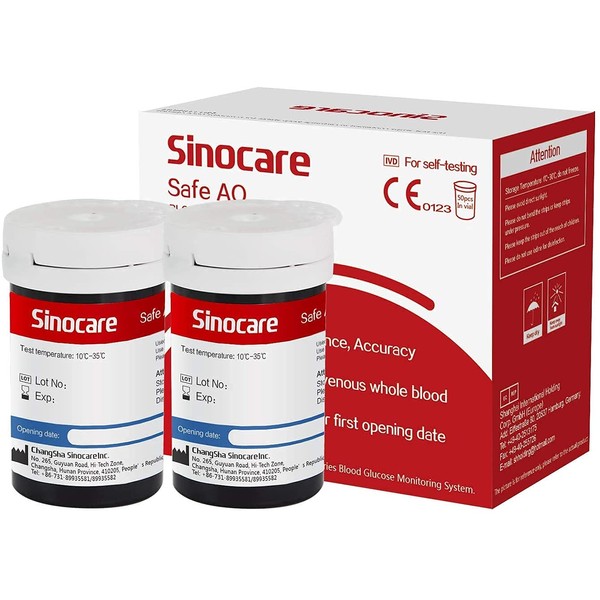 sinocare Blood Glucose Test Strips x 50 & Lancets x 50, Blood Glucose Meter Test Strips Blood Glucose, Diabetes Test for Home (Only for Safe AQ Smart & Safe AQ Voice Blood Glucose Meter)