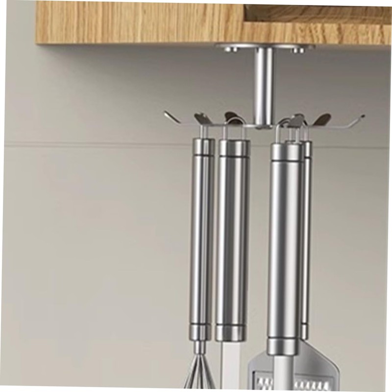 ABOOFAN 2pcs Rotatable Stainless Steel Cabinet Hooks for Kitchen Utensils