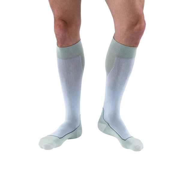 JOBST - 7528901 Sport Knee High 15-20 mmHg Compression Socks, White/Grey, Medium