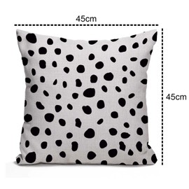 Tomda Polka Dot Circle Motif Cotton Linen Cushion Cover Black and White Pillow Throw Pillow Case Home Sofa Decorative 45x45cm 18x18 Inch