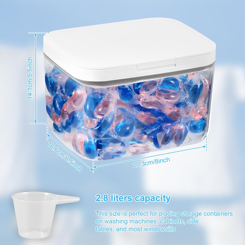 Laundry Pod Storage Container With Lid - Large Capacity Pop-Up