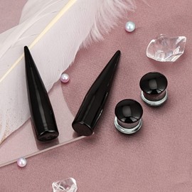 YOFANST 12pcs Glass Ear Tapers Plugs Ear Stretching Kit Piercing Gauges 00g, Black Blue Clear