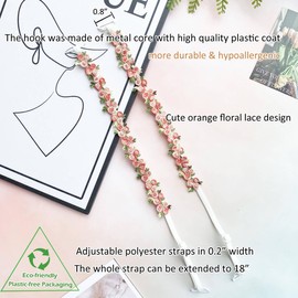 Moly Story Decorative Bra Straps,Removable Invisible Floral Bra Straps Replacement for Bra,Shoulder Straps for Tops Dress (Orange)