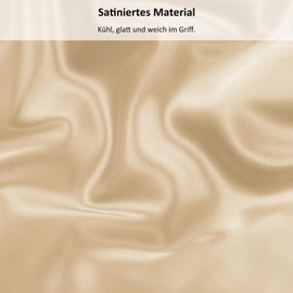 Lirex Satin Fitted Sheet 140 x 200 cm, Silk Fitted Sheet Luxurious and Silky Smooth Soft Microfibre Bed Sheet for up to 35 cm Mattress, Champagne