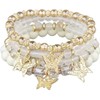 Caiyao 4pcs Butterfly Bohemian Beaded Stackable Stretch Bracelet Set Elastic